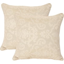 Outdoor/Indoor Sunbrella Set of 2 Toss Pillows 20 inch x 20 inch x 5 inch Square Rialto with Pipe (Natural)