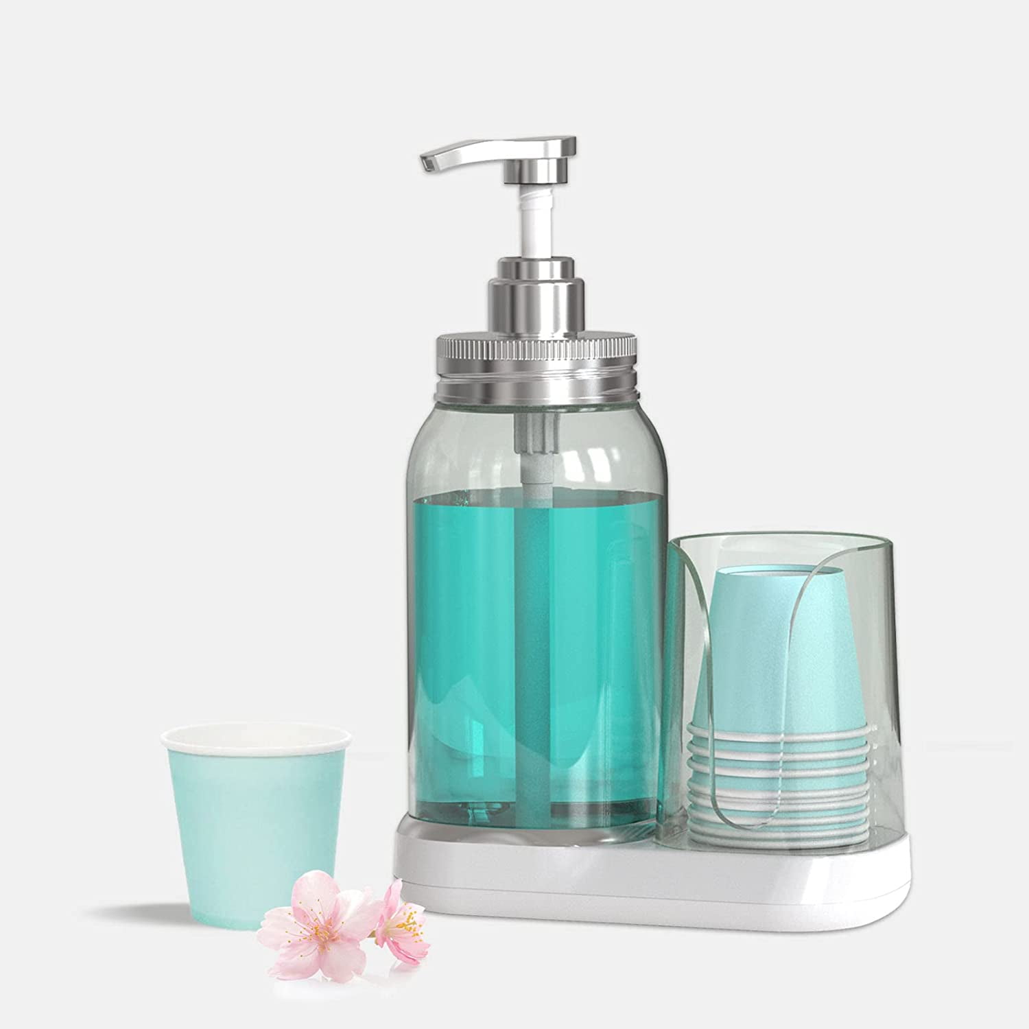 WhiteRhino 25oz Mouthwash Pump Dispenser, Clear Mouthwash Container