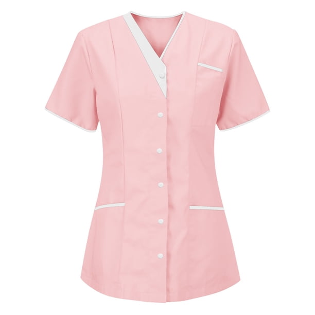 mfyjkho Tops Para Salir Para Mujer, Uniforme De Enfermera Para Mujer, Ropa Protectora De Cuello Para Cuidadores Clínicos Tops Para Salir Xxl