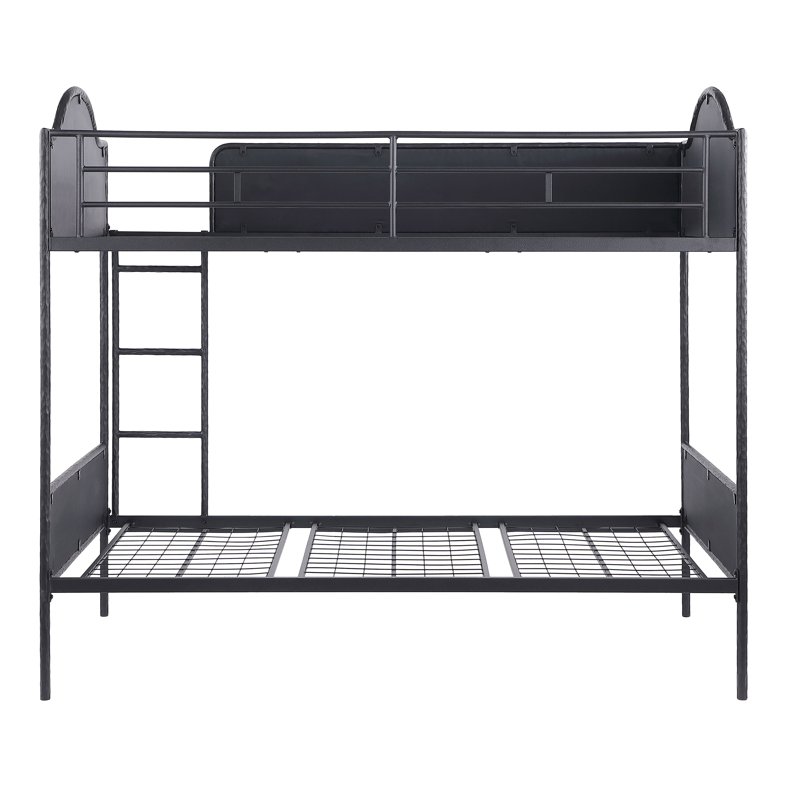 Furniture of America Rima Modern Kids Metal Twin over Twin Bunk Bed with Reversible Ladder, Black