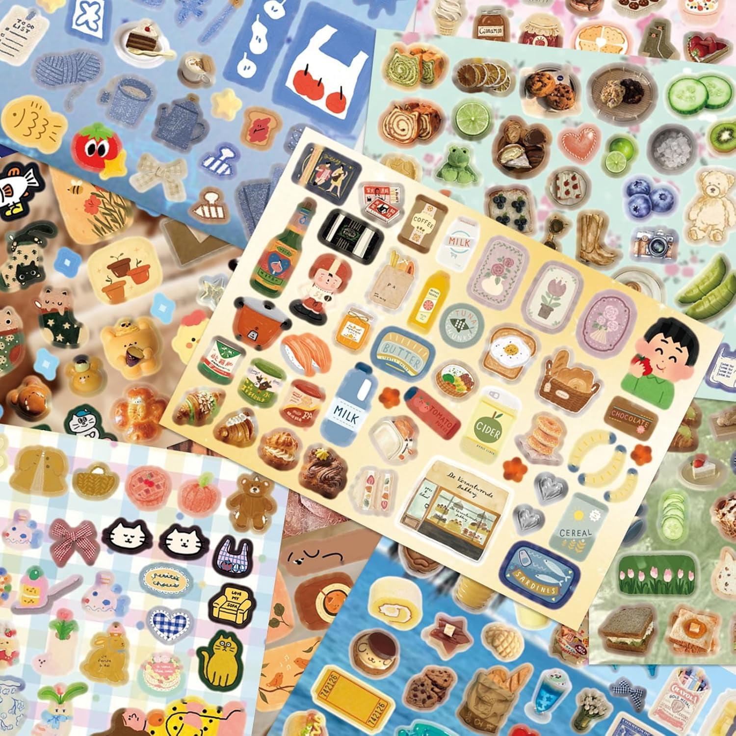 Japanese Manga Style Sticker Book with 30 Sheets of Die Cut Stickers, Over 1200 Pieces for DIY Journaling and Scrapbooking