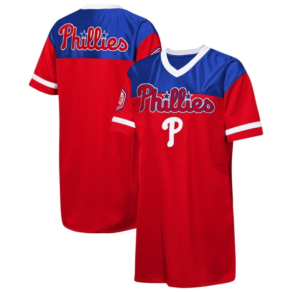 Girls Youth Outerstuff  Red Philadelphia Phillies Big League Cheer V-Neck T-Shirt Dress