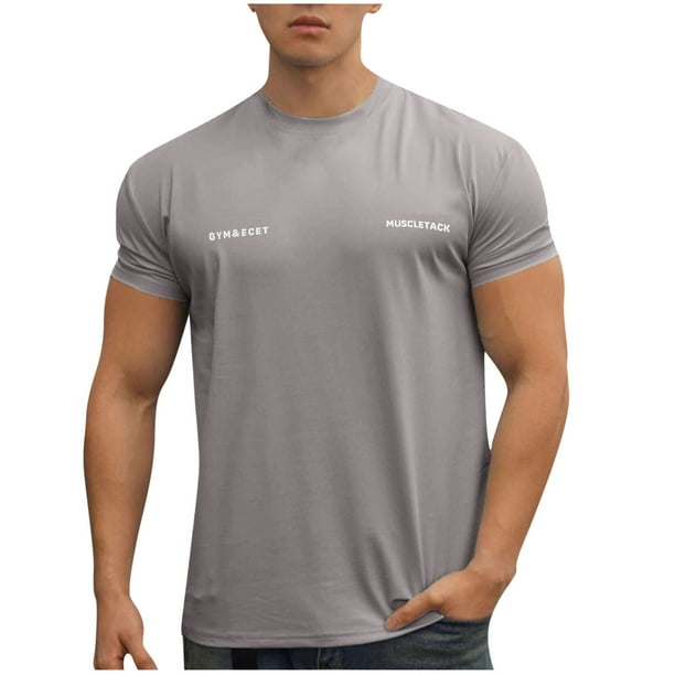 Camisas de Verano Casuales de Manga Corta de los Hombres Color Sólido V-Cuello Blusa de Fitness, 75% Poliéster 20% Rayón 5% Camisa de Spandex