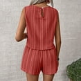 thumbnail image 5 of Women's Summer 2 Piece Short Sets Lounge Sleeveless Top Shorts Matching Outfits Casual Striped Vacation Sweatsuit M, 5 of 6