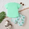 thumbnail image 5 of TOWED22 Toddler Baby Boy Clothes Summer Short Sleeve T Shirt and Shorts Cute Infant Baby Boy Outfits Clothing Set(Green,18-24 Months), 5 of 9