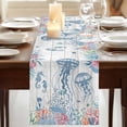 thumbnail image 3 of Table Runners 72 Inches Long Dress Scarves, Coastal Jellyfish Farmhouse Kitchen/Dining Table Runner, Coffee Tablerunners, Beach Nautical Ocean Coral Seahorse Vintage 14x72 Inch, 3 of 9