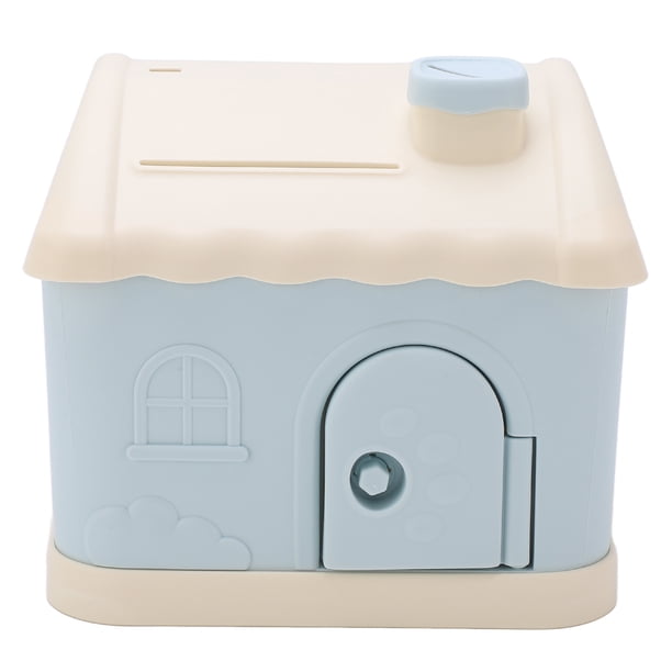 Alcancía con forma de casa, bonita casa con puerta abierta y llave, portátil, para fomentar el ahorro y la conciencia financiera, para niños y niñas.