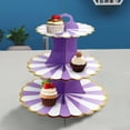 thumbnail image 5 of Three Tier Paper Foil Cake Stand Petal Purple Party Celebration Dessert Display 11.93 Inch, 5 of 6