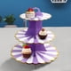 thumbnail image 5 of Soporte para pastel de tres niveles de papel aluminio, diseño de dos niveles, plegable, portátil, estructura metálica, ideal para fiestas de cumpleaños, aniversarios, eventos, bodas,, 5 of 9
