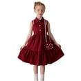 thumbnail image 2 of EnJoCho Girls Summer Dress Pearl Turn Down Collar Boho Beach Tank 𝖲undress Casual Smoc𝗄ed Tiere𝖽 Maxi Dresses 2-8 Years, 2 of 7
