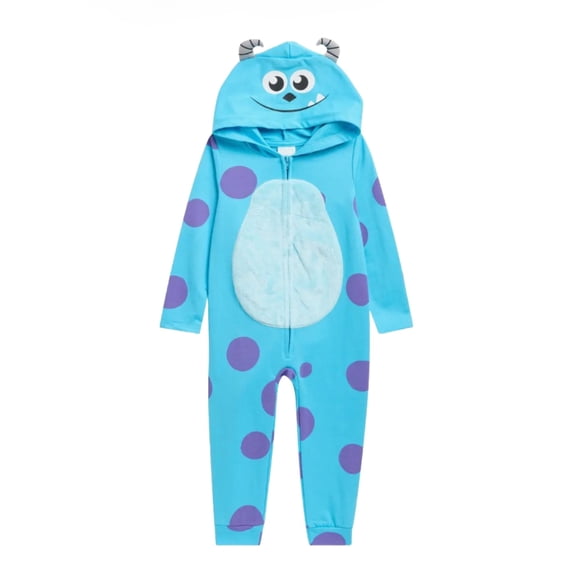 Monsters Inc. Sulley Toddler Kids One-Piece Costume Pajama, Hooded Romper, Size 2T