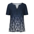 thumbnail image 2 of Womens Tunic Tops Clearance,Long Length Ladies Tunic Tops for Leggings Button Down Shirt Floral Print Summer Tops Casual Short Sleeve Blouses Henley V Neck T Shirts Size 8-16, 2 of 5