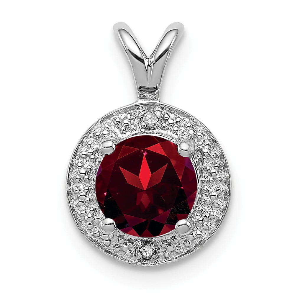 Sterling Silver January Jewelry Pendants & Charms Solid CZ Garnet Pendant 1 