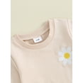 thumbnail image 6 of Bslissey Toddler Baby Girls 2Pcs Fall Outfits Long Sleeve Daisy Embroidered Sweatshirt Tops + Jogger Pants Sets Infant Spring Casual Daily Clothes 0-3 Years, 6 of 9