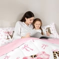 thumbnail image 4 of Erosebridal Initial Alphabet M 7-Piece Twin Bedding Sets,Princess Bowknot Wild Cheetah Pattern Bedding Comforter Set For Bowtie Girls,Reversible, 4 of 7