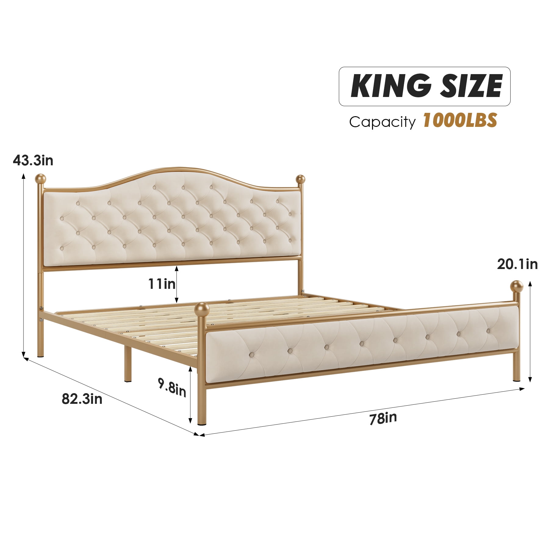 King size bed on sale frame 1000 lbs