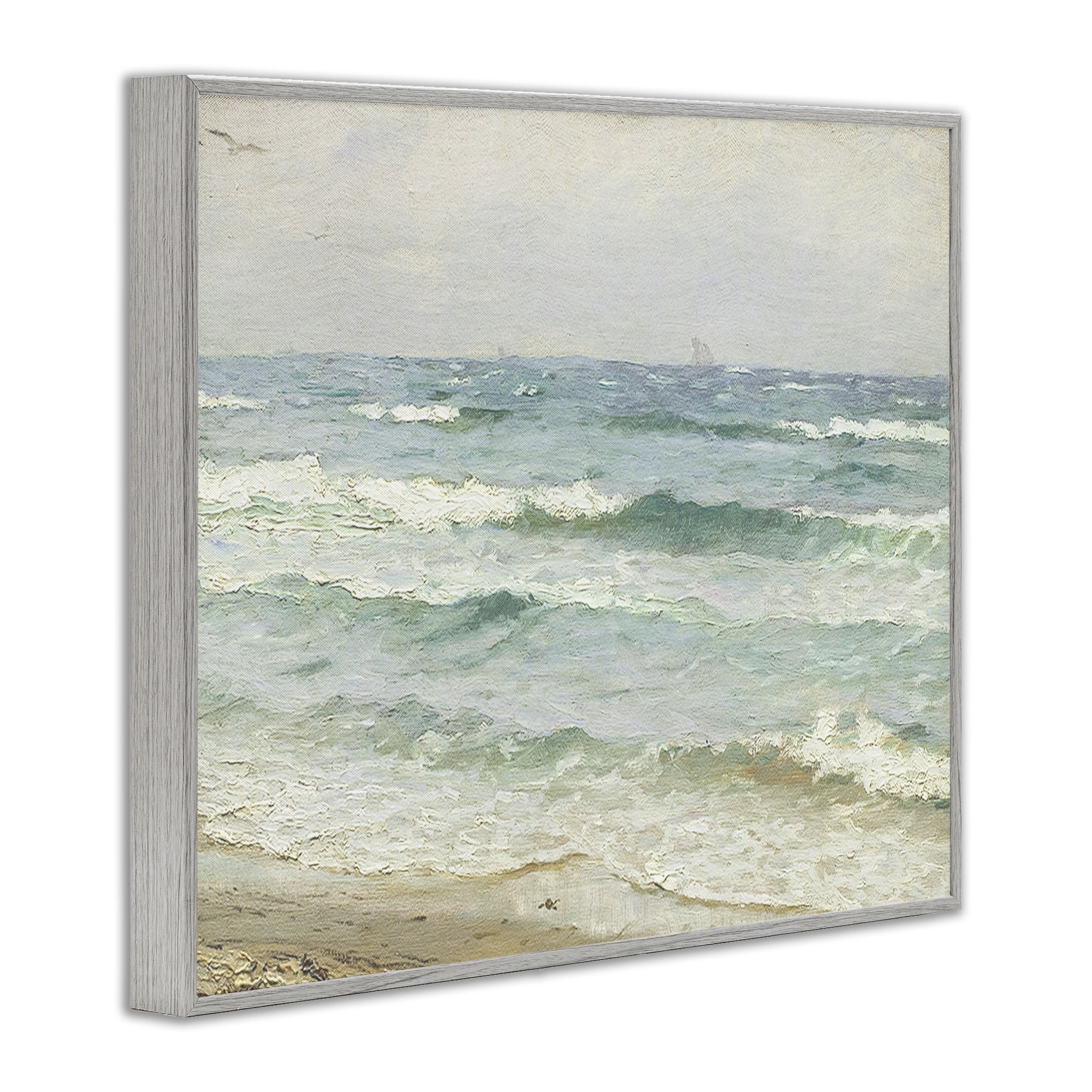 Stupell Industries Vintage Waves on The Shore Gray Framed Giclee Art, design by Leah Straatsma