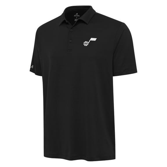 Men's Antigua Black Utah Jazz Reprocess Polo