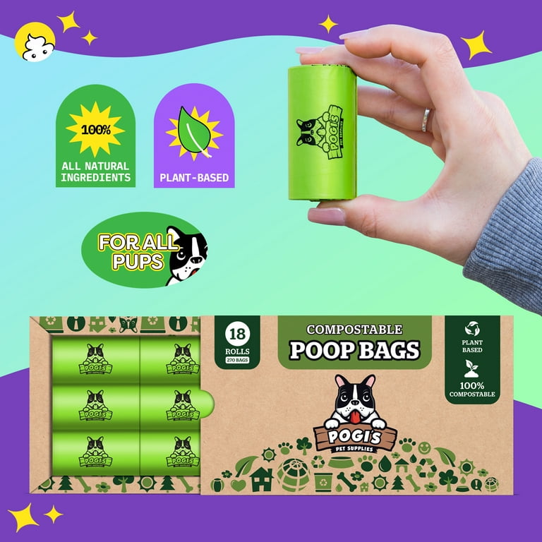 Pogi s Compostable Poop Bags Leak Proof Extra Large Plant