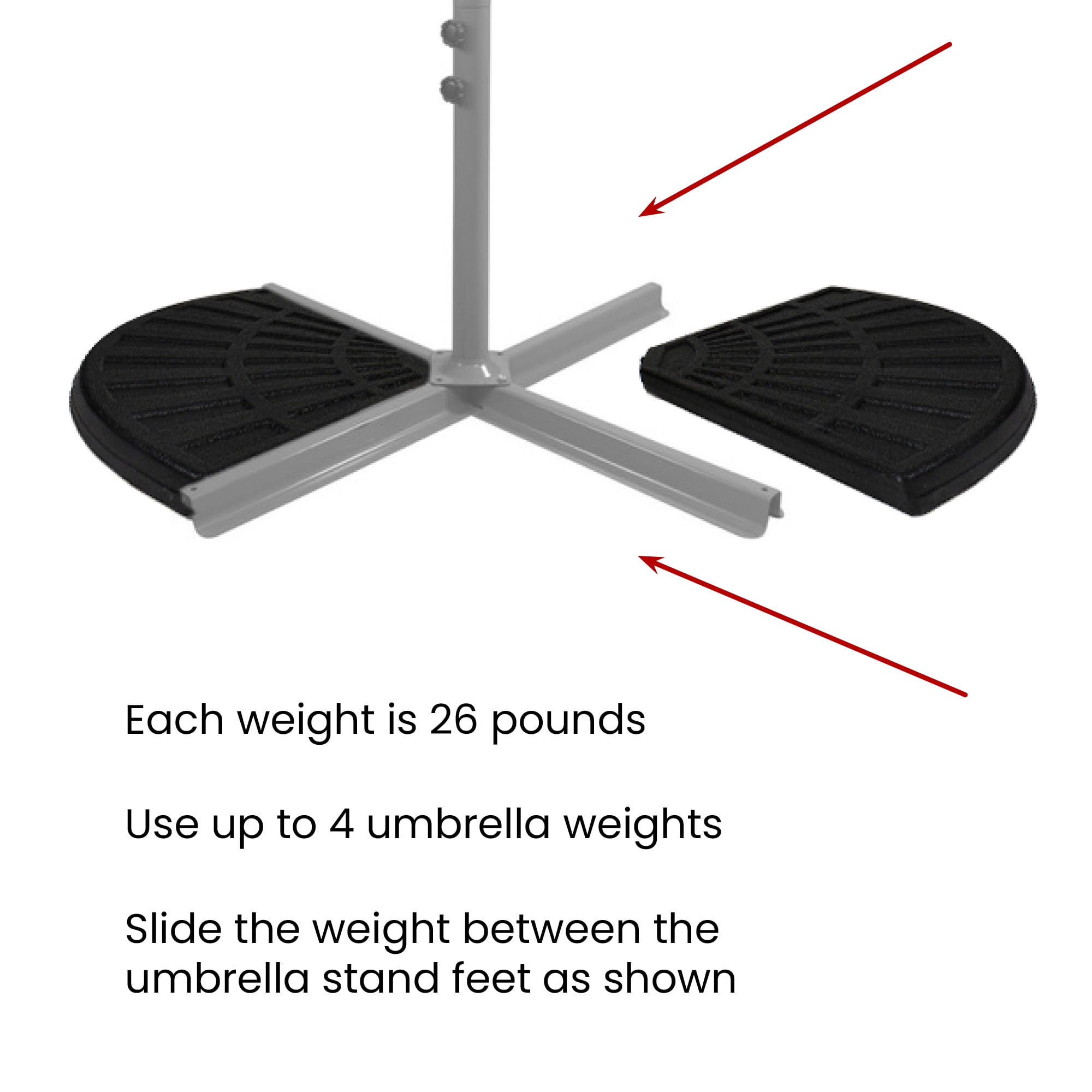 Northlight Fan-Shaped Weighted Base for Off-Set Patio Umbrellas - 26" - Black