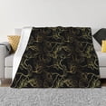 thumbnail image 1 of Fotbe Gold Gloss Outline Floral Manta de Franela con Estampado, Manta Ultrasuave para Cama, Sofá, Auto, Hipoalergénica y Antibolitas-50"x40", 1 of 6