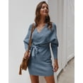 thumbnail image 3 of Yidarton Winter Knit Women's Sweater Sexy Pack Hip Warm Sweater Top Women's One Piece Light Blue S, 3 of 10