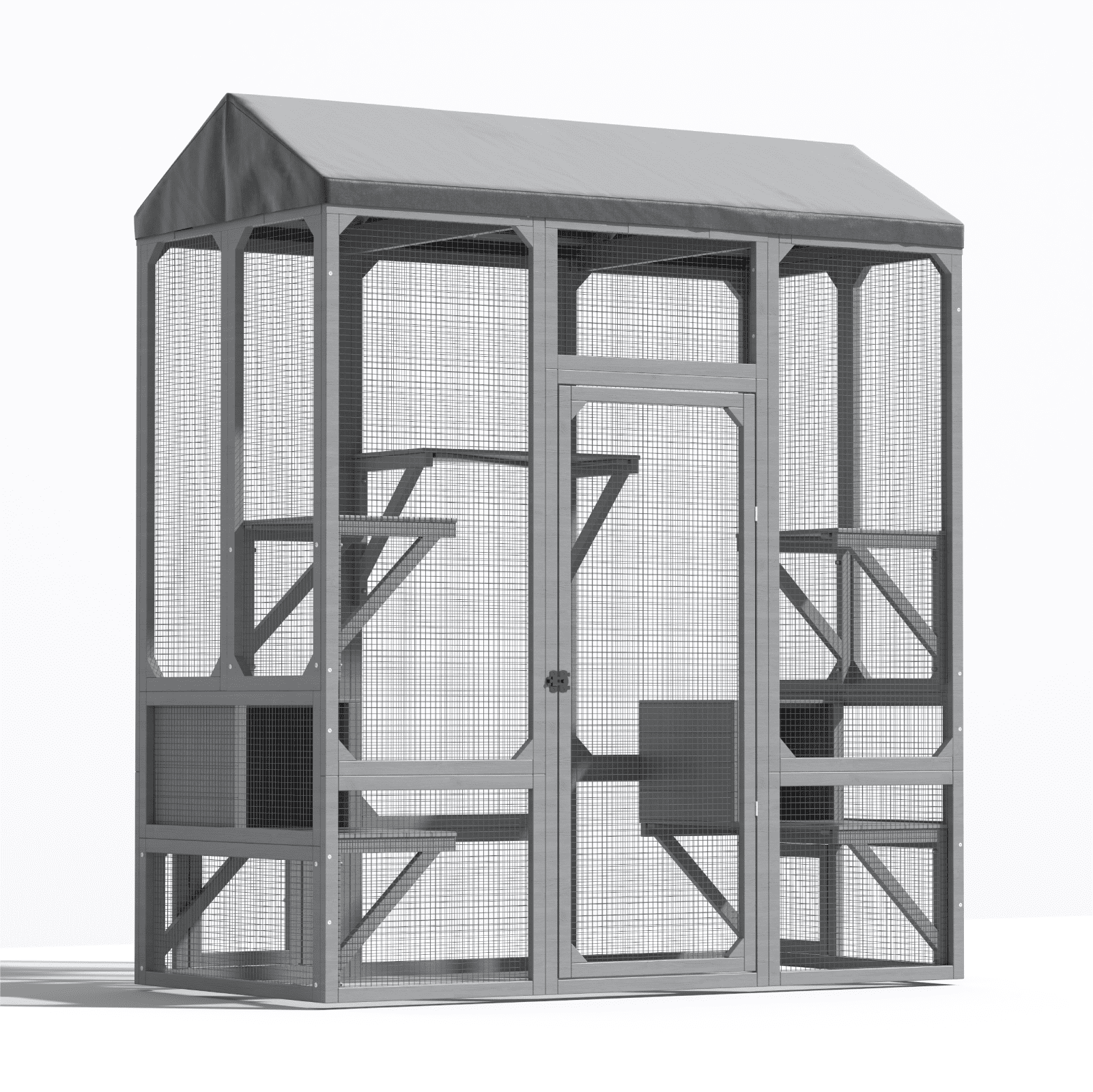 TIMHAKA 72” Catio Outdoor Cat Enclosure, Large Cat Catio for Multiple Cats, Outdoor Cats Enclosure with Waterproof Cover, Gray