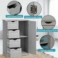 thumbnail image 6 of Costway Bathroom Storage Wooden 4 Drawer Cabinet Cupboard 2 Shelves Free Standing Grey, 6 of 8