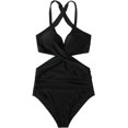 thumbnail image 3 of Women's One Piece Swimsuits Tummy Control Bathing Suit for Women Cutout High Waisted Bathing Suit Tie Back Monokini Swimsuit, 3 of 8