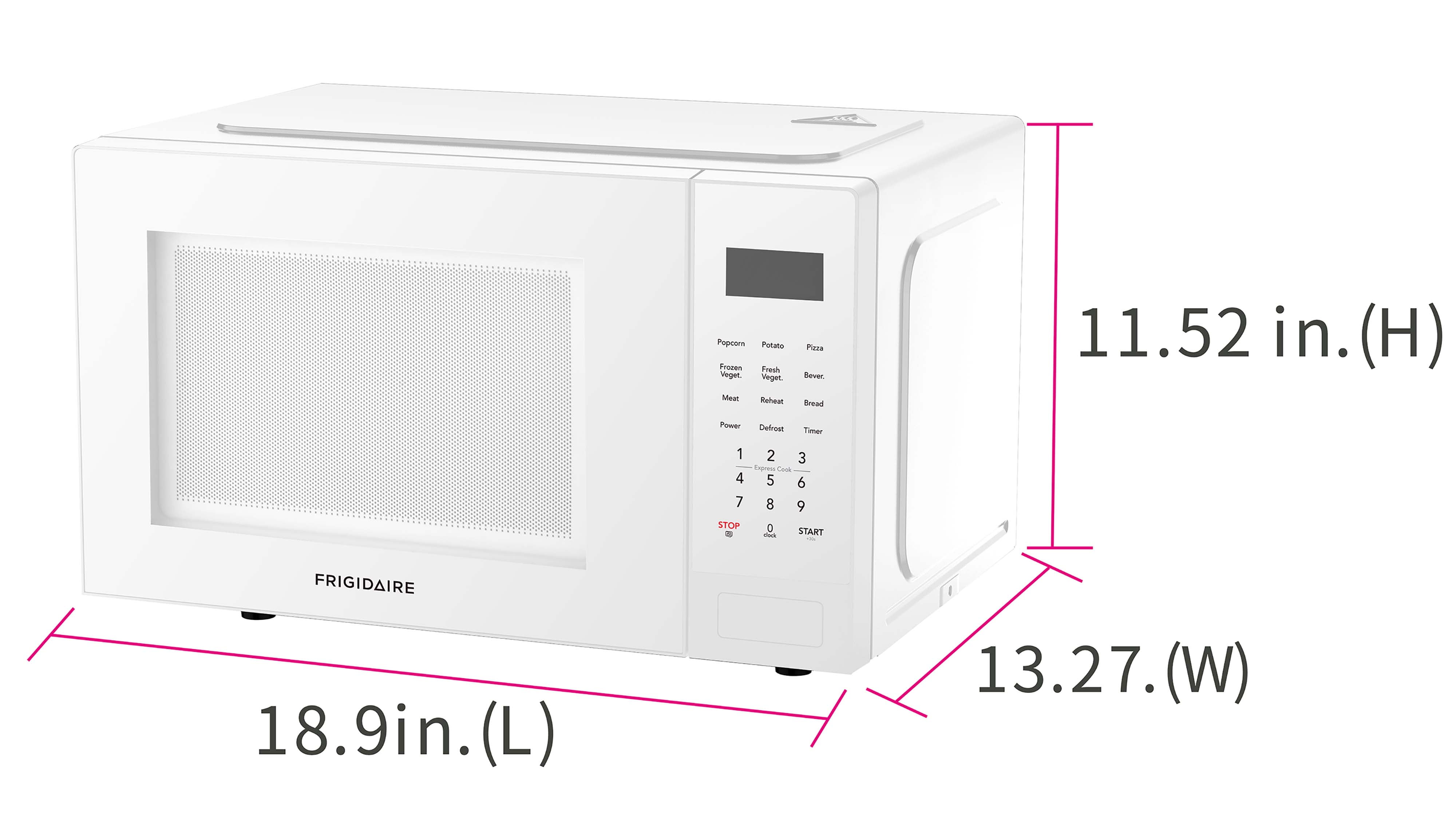 Frigidaire 0.9 Cu. ft. Countertop Microwave Oven, 900 Watt Microwave with 10 Power Levels, White
