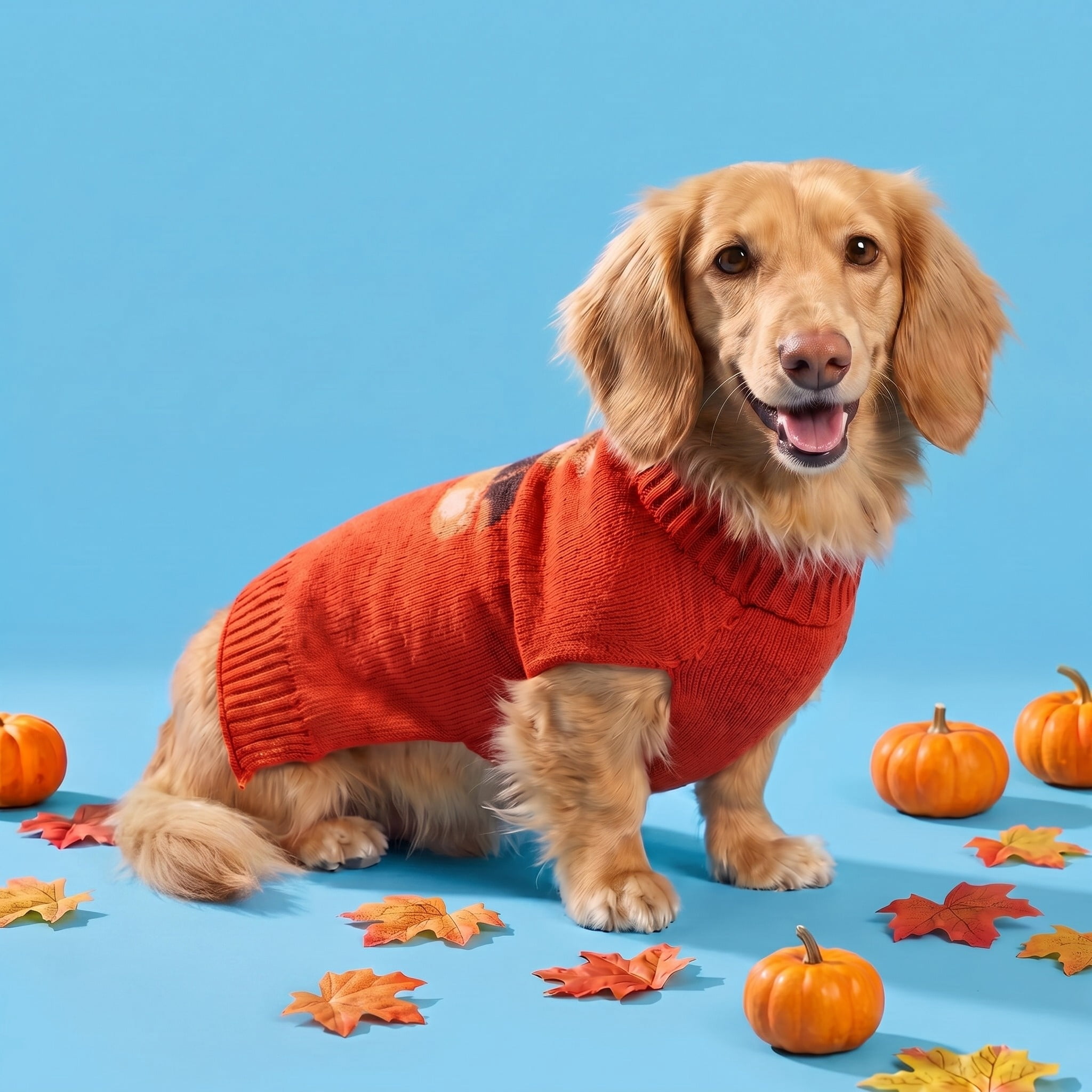 Vibrant Life Knit Sweater for Dogs and Cats, Teddy Bear, Orange, S