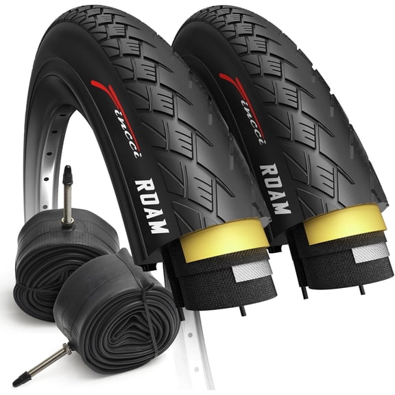 Fincci 700x35c Bike Tires with Inner Tubes (37-622) Foldable Anti-Puncture for City, Hybrid, and Electric Bikes, Set of 2