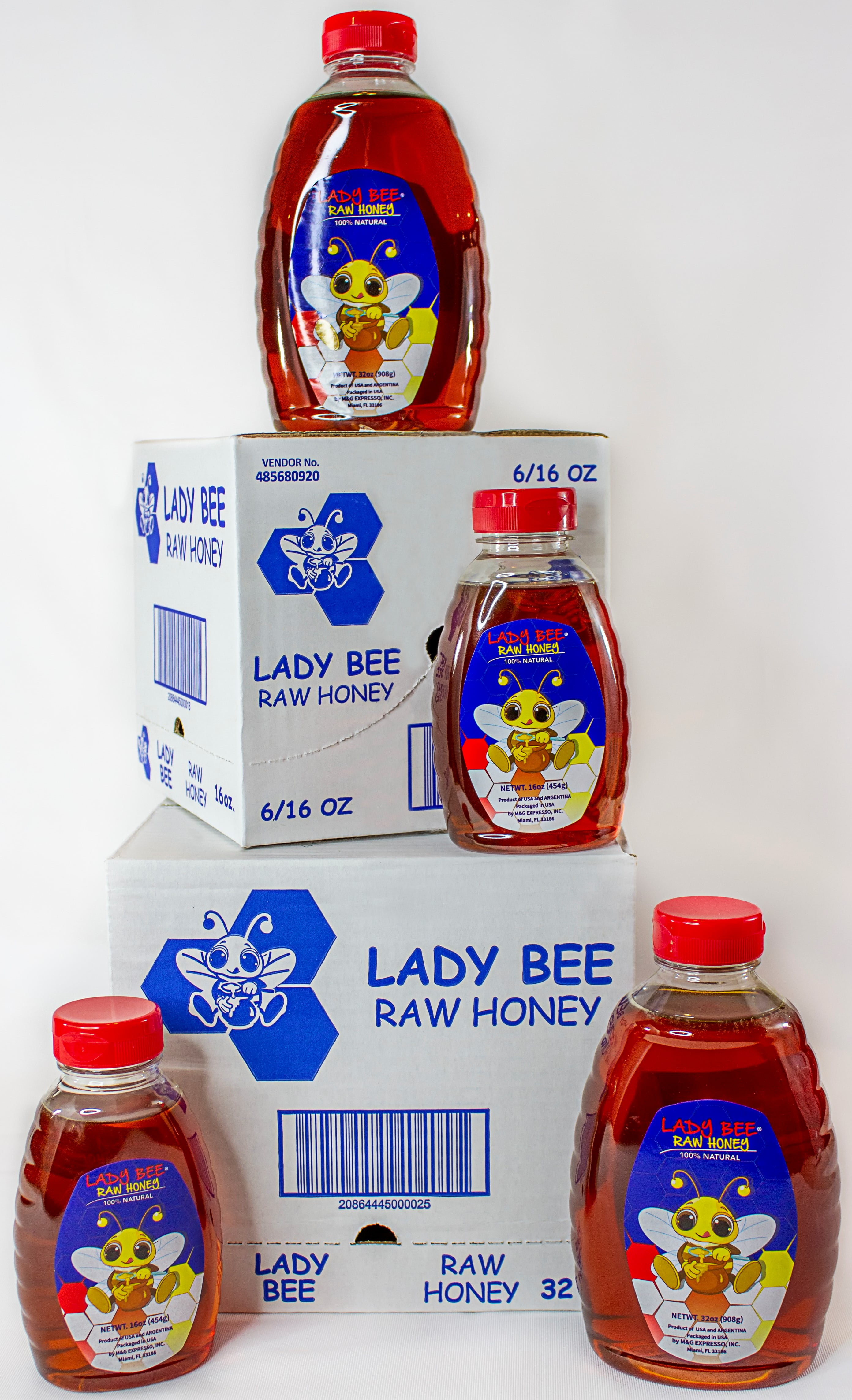 (3 pack) Lady Bee Natural Honey, 32 oz Bottle