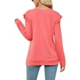 thumbnail image 3 of MAWCLOS Femmes Ample V Cou Tee Loungewear Couleur Unie Tunique Blouse Rose L, 3 of 3