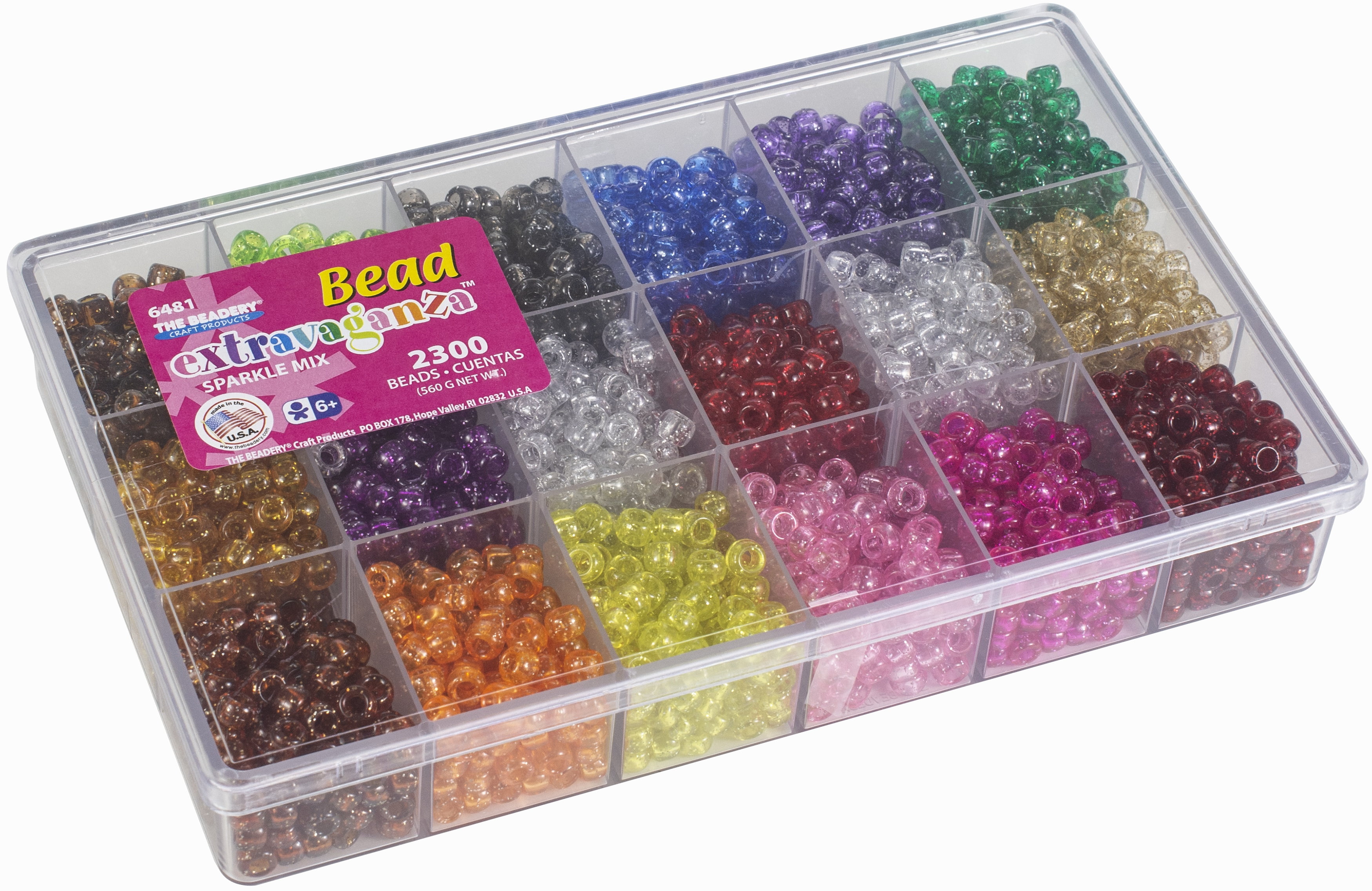 The Beadery All Sparkle Color Multi Giant Bead Box, 2300 Plastic Beads