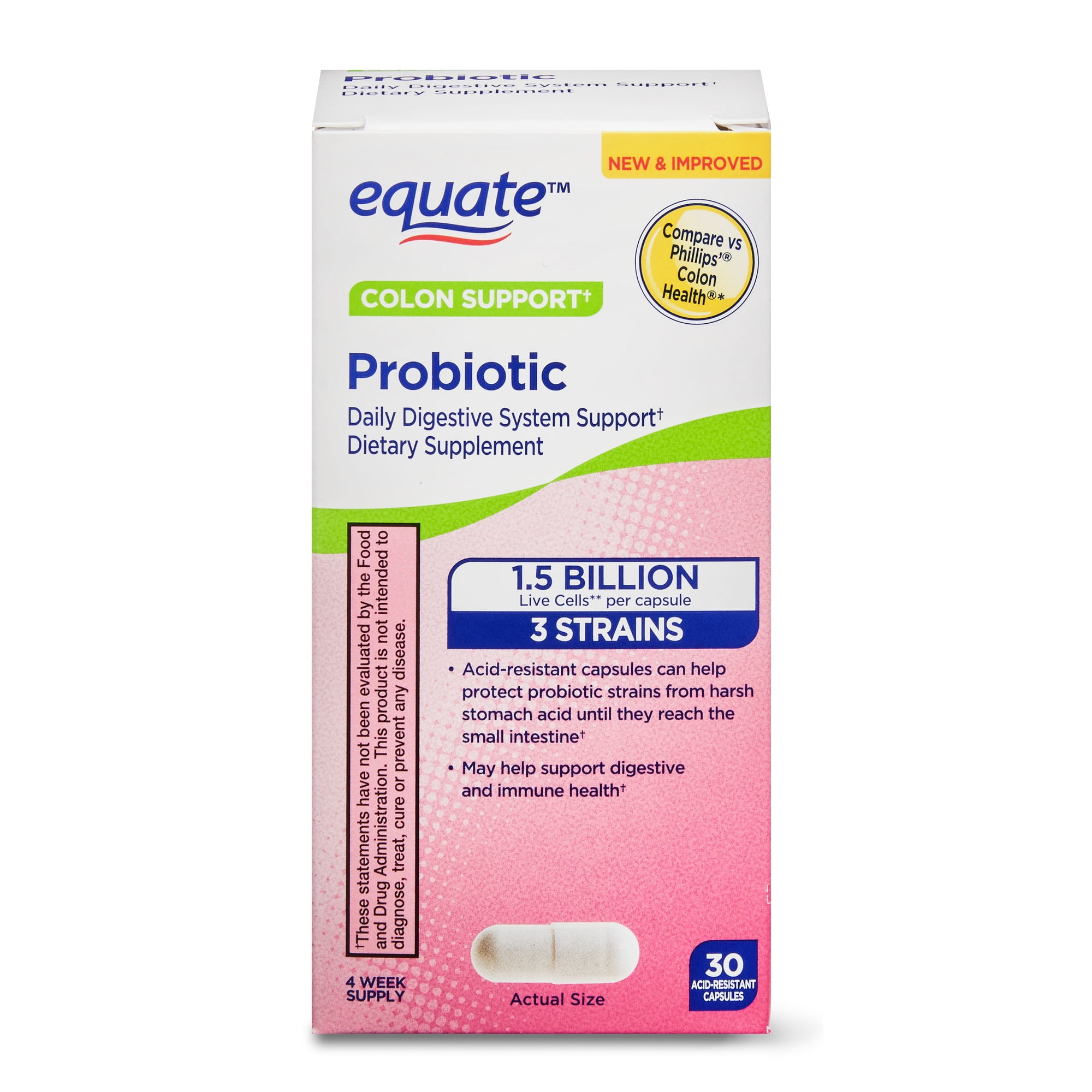 Equate Colon Support Probiotic Capsules, 30 Count