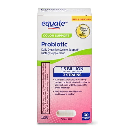 Equate Colon Support Probiotic Capsules, 30 Count
