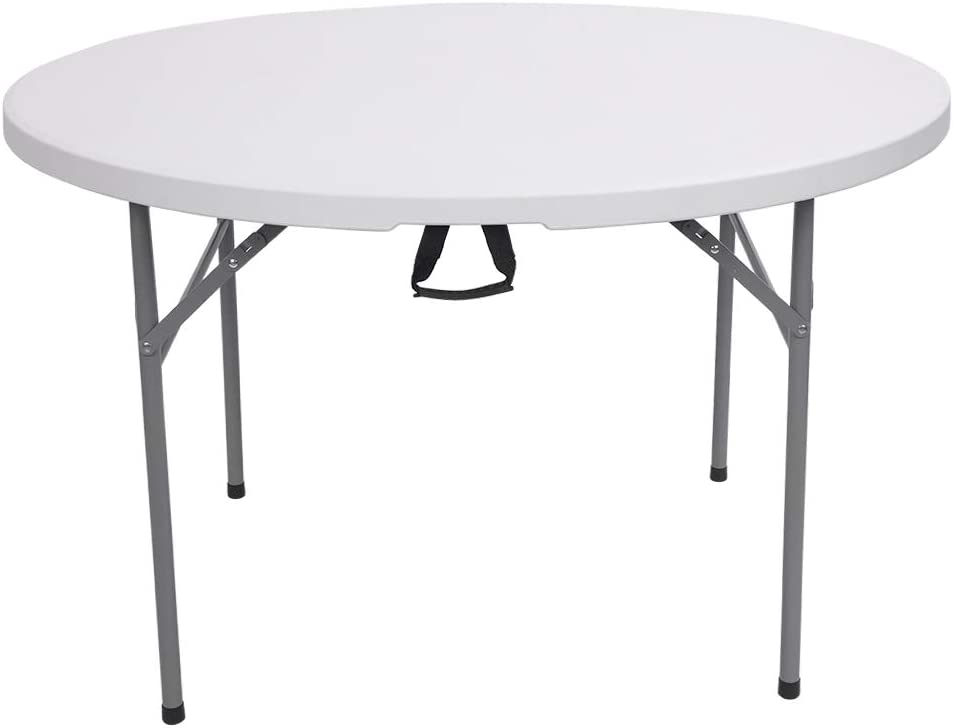 Patio Dining Table 48 Inch FoldinHalf Round Folding Table Indoor Outdoor Utility Table with 4