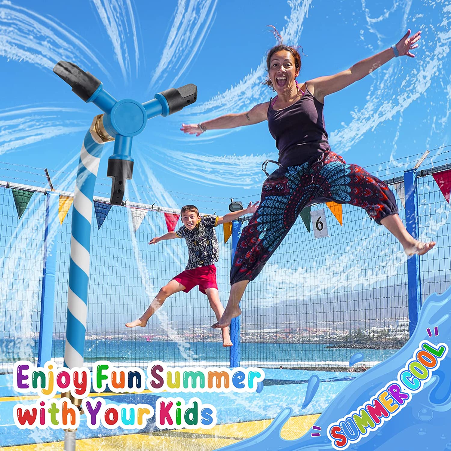 Trampoline Sprinkler for Kids Outdoor Play, Trampoline Accessories 360