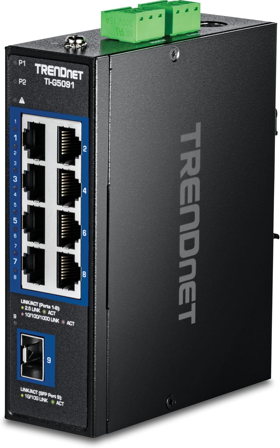 TRENDnet TI-G5091 9-Port Industrial 2.5G DIN-Rail Switch with 10G SFP+ Port