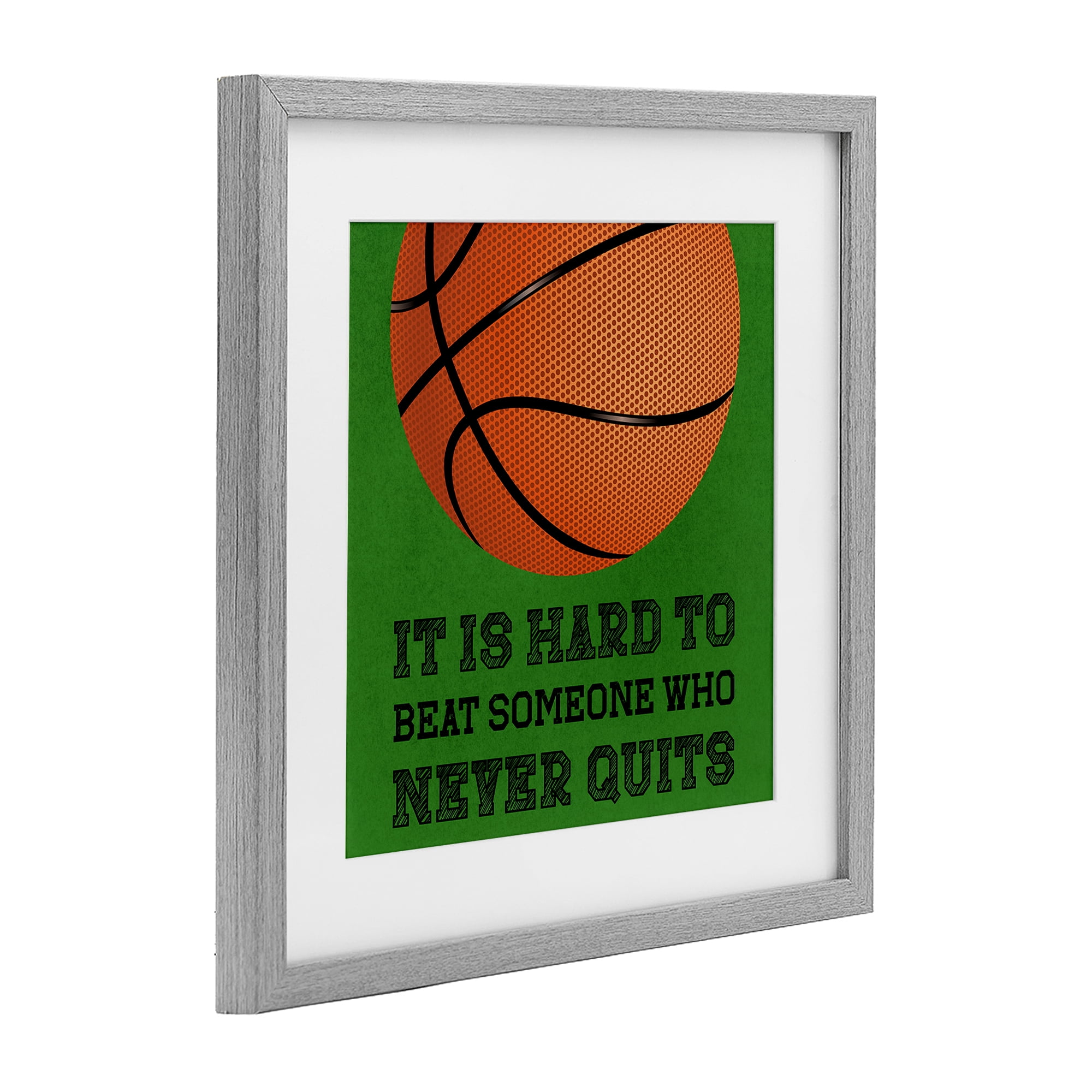 Someone Who Never Quits Gray Framed Print Under Glass, design by Marcus Prime
