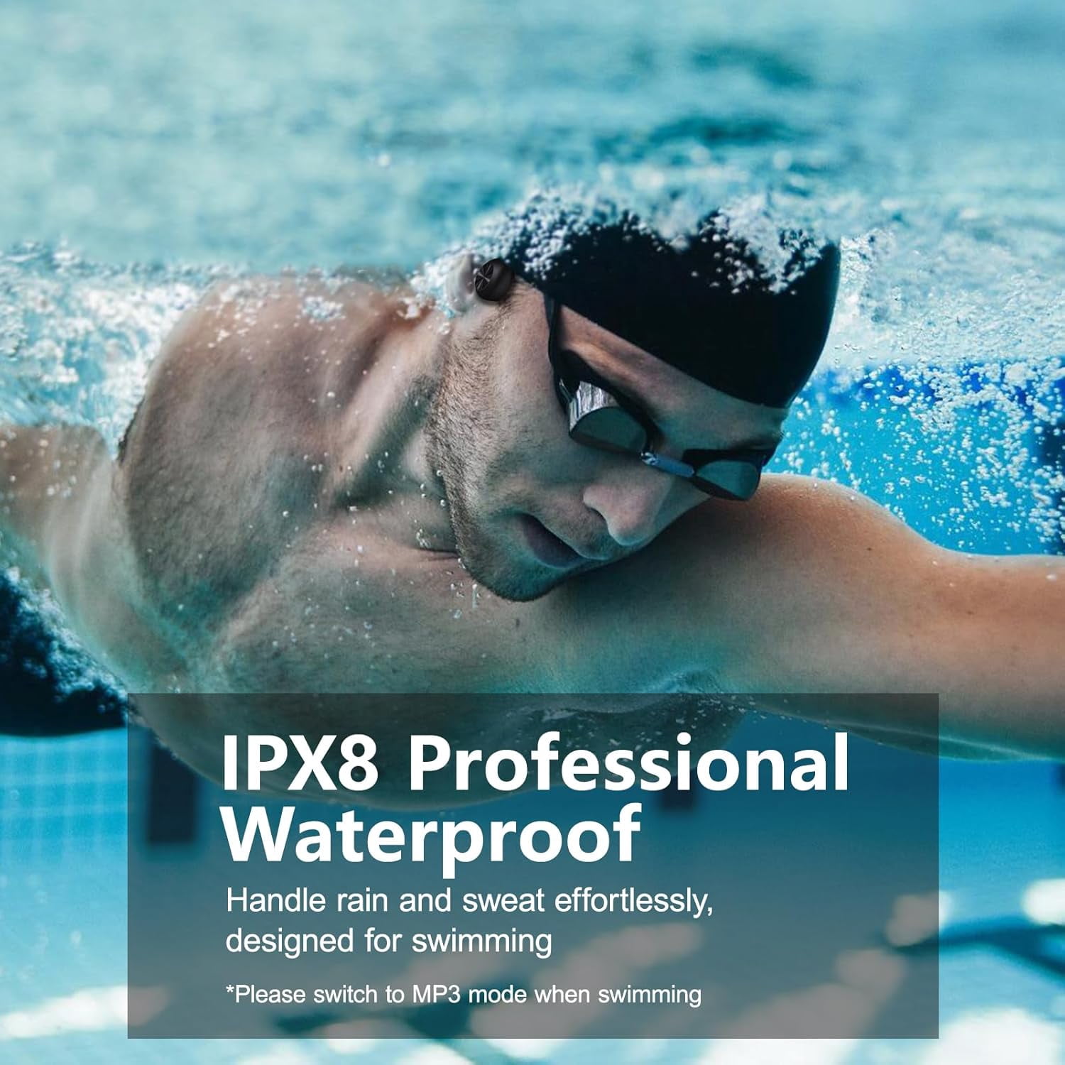 Wrongduck Bone Conduction Swimming Headphones, IPX8 Waterproof Bluetooth 5.4 Sports Headphones with 32GB MP3 Player, Open Ear Underwater Headphones for Swimming, Running, and Workout, 8H Battery
