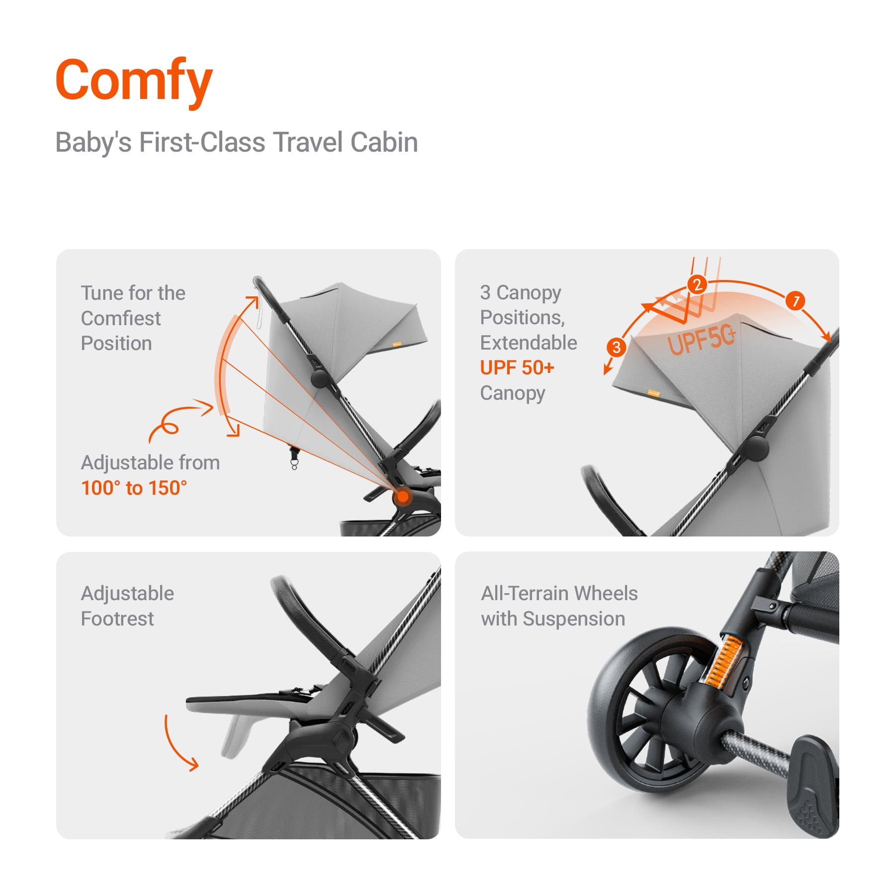 Mamazing Ultra Air X Lightweight Baby Stroller for Airplane Travel, 9.9 lbs, Ultra-Compact, Light & Strong, Age Group: Infant, Single, Grey