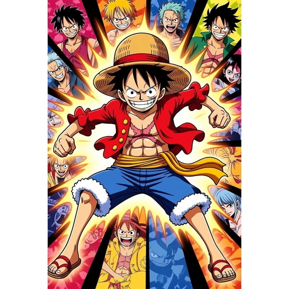 Anime Pirate 5D Diamond Painting Kit for Adults, Full Drill Round Diamond Art Kit, DIY Gem Art Canvas for Home Wall Decor, 12 x 16 Inch