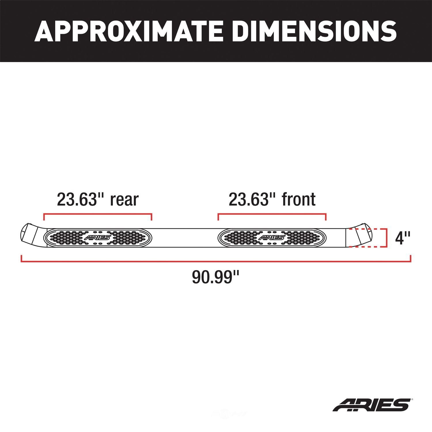 Aries Automotive S223043-2 The Standard 4 In. Oval Nerf Bar; Polished Stainless Steel;