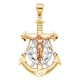 thumbnail image 1 of 14K Tri Color Gold Jesus Anchor Cross Crucifix Charm Pendant 40mm, 1 of 1