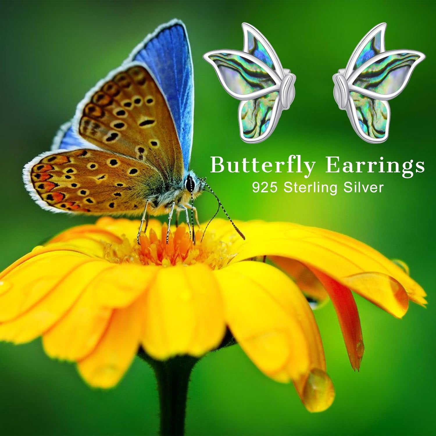 Dorunmo Black Butterfly Wings Earrings 925 Sterling Silver White Opal Stud Earrings Butterfly Jewelry Gifts for Women