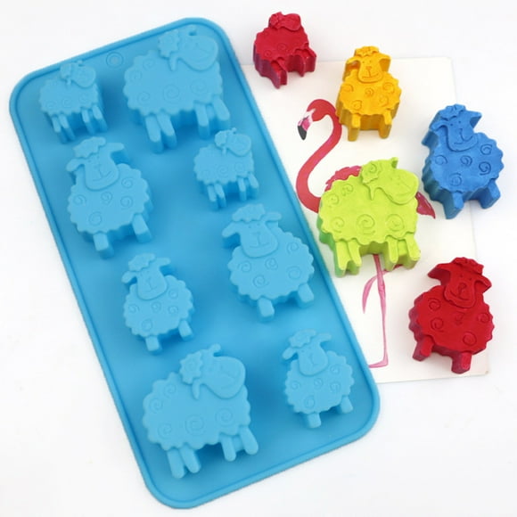 DHGDJ54G Silicone Moulds For Creating 8 Cavities Sheep Shape Figures M Old S Chocolate Pastries Cake Soap Cartoon Sheep Ice Grid Model Jelly Model Silicone Chocolate Mini Baking Set Notes for Violists