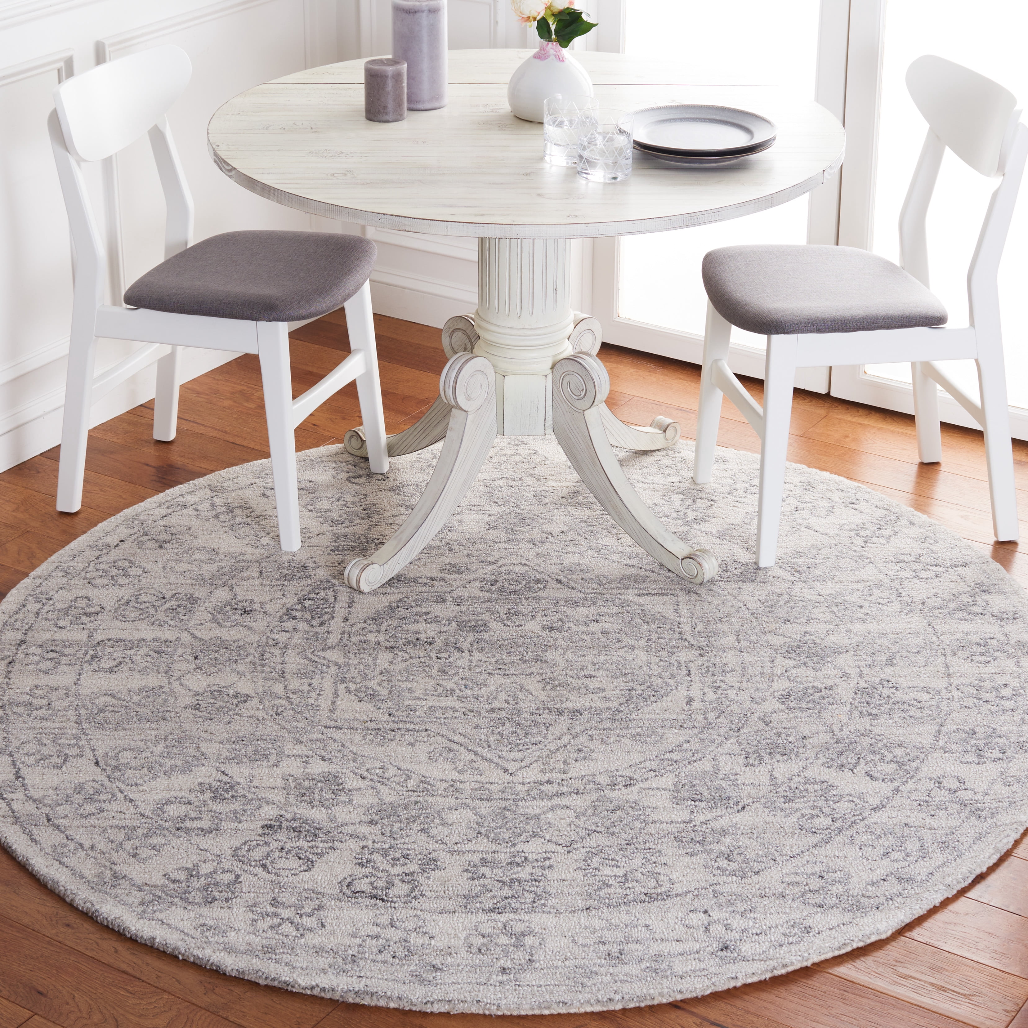 SAFAVIEH Marquee Duana Medallion Area Rug, Ivory/Grey, 6' x 6' Round