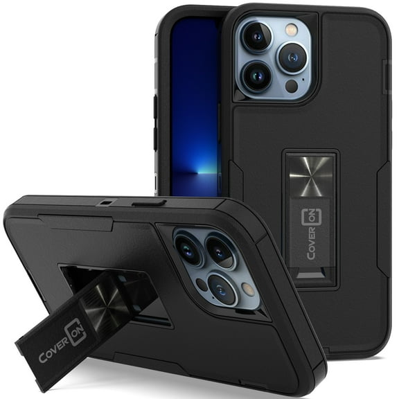 CoverON For Apple iPhone 13 Pro Max Case, Military Grade Heavy Duty Full Body Phone Kickstand Cover - Black